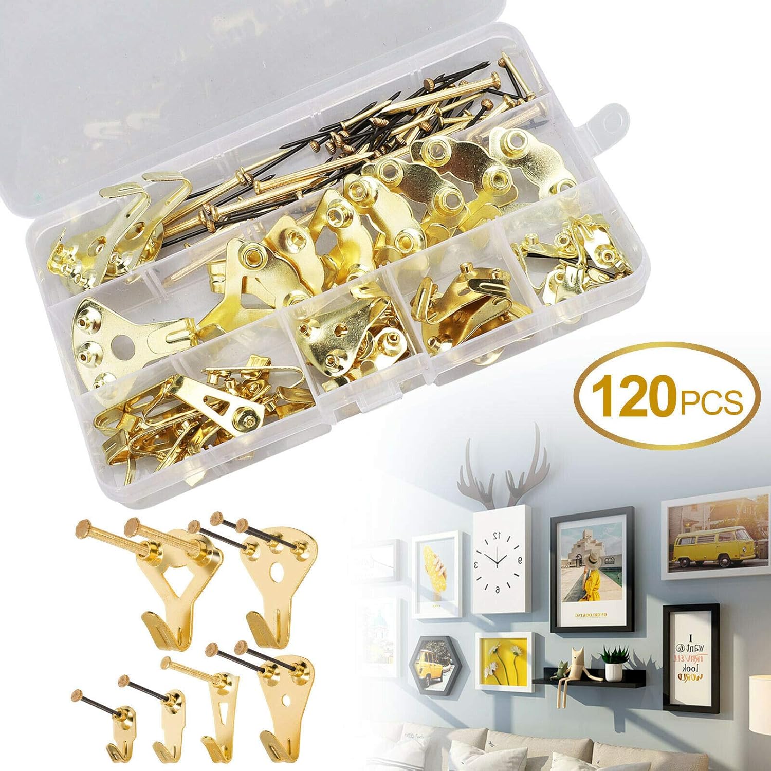 Picture Hanging Kit Assortment Fastener Wall Hooks Nail Photo Hangers
