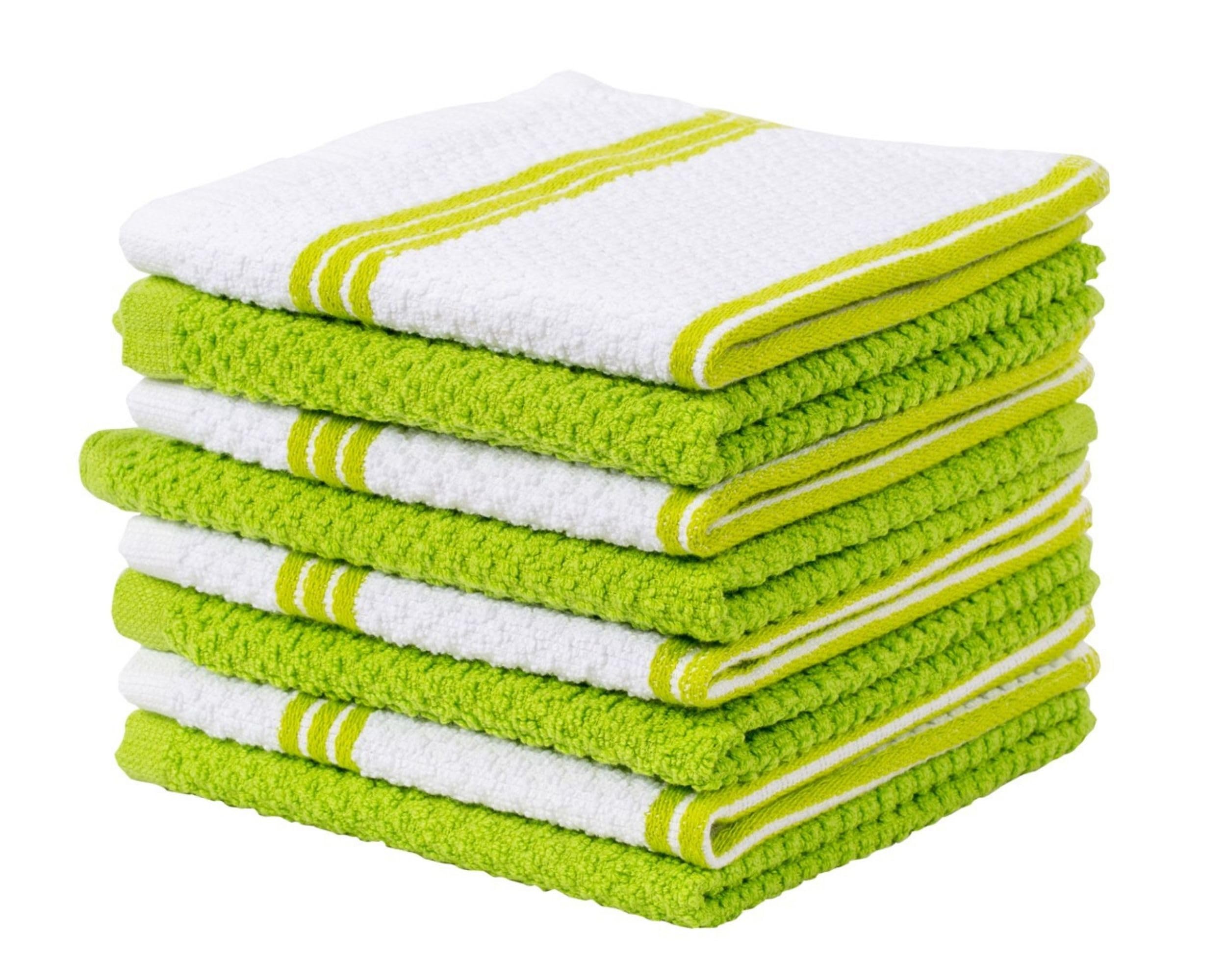 Living Fashions 8 Pack Dish Cloths for Washing Dishes - 100% Cotton Absorbent Dish Towels Size 12" x 12" - Perfect Rags for Washing Dishes - Kitchen Rags and Washcloths for Dishes (Light Green)
