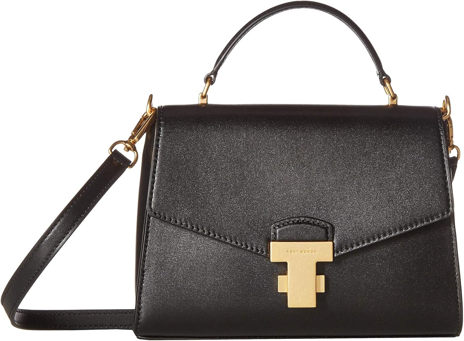 tory burch black leather satchel