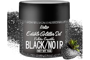 LIMINO Edible Glitter - 30g Edible Luster Dust Metallic Food Grade Coloring Glitter for Drinks, Baking, Cake Decorating - Edible Dust Powder Shimmer Sprinkle Powder for Icing, Cocktail, Candy (Black)