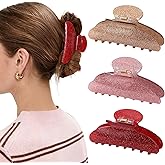 3 Pack Hair Claw Clips for Women, Recycled Acrylic Strong Hold Claw Clips for Thick Thin Hair, Eco-Friendly, Easy Updo for All-Day & Active Lifestyle, Sparkly Hair Accessories, Valentine's DayGifts