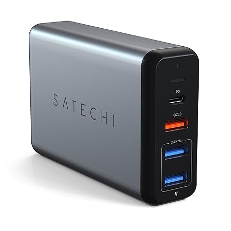 Satechi Typ-C 75W Reiseladegerät mit USB-C PD Schnellladefunktion Qualcomm Quick Charge 3.0 kompatibel mit MacBook Pro, MacBo