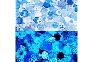 Beadthoven 200pcs Glow in The Dark Resin Slime Charms for Craft, Nail Charms 3D Cute Flower Flatback Beads Luminous Resin Cab