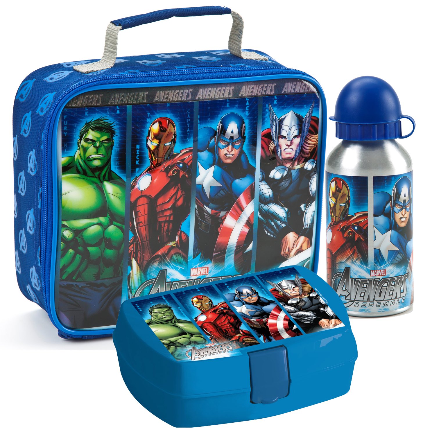 Marvel Avengers Lunch Bag and Sports Bottle and Lunch Box, MultiColour