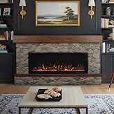Country Living Brookstone 74 Inch Smart Electric Fireplace Mantel Package | 50 Inch Firebox Insert Heater with Remote | Warm Walnut Shelving | Multi-Color Flames | Alexa/WiFi Enabled