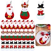 Gisafai 24 Pc Christmas Silverware Holder Pockets Santa Snowman Reindeer Tableware Bags - Cutlery Pouch Bags for Spoon Knife Fork - Xmas Party Dinner Table Dinnerware Supplies