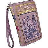 Lavender & Purple Alice In Wonderland Book Wallet ID Holder Snap Close Fashion Wristlet