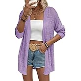 Zeagoo Womens 2026 Summer Crochet Cardigan Sweaters Lightweight Long Sleeve Open Front Kimono Boho Knit Cover Ups
