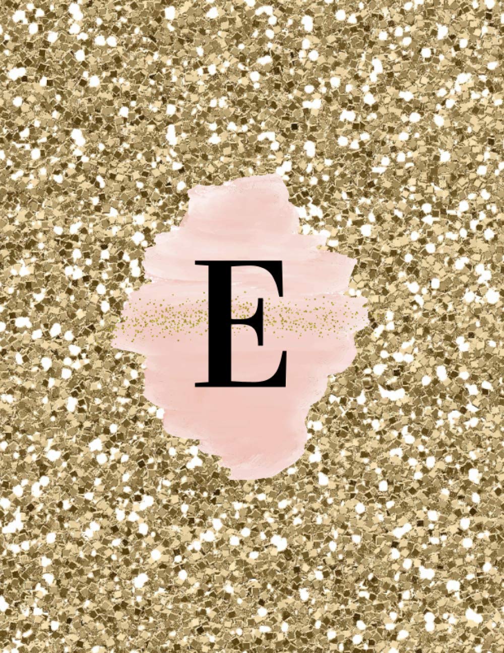 INITIAL "E" GOLD GLITTER GLOSSY LINED NOTEBOOK (8.5 × 11, 200 PAGES)