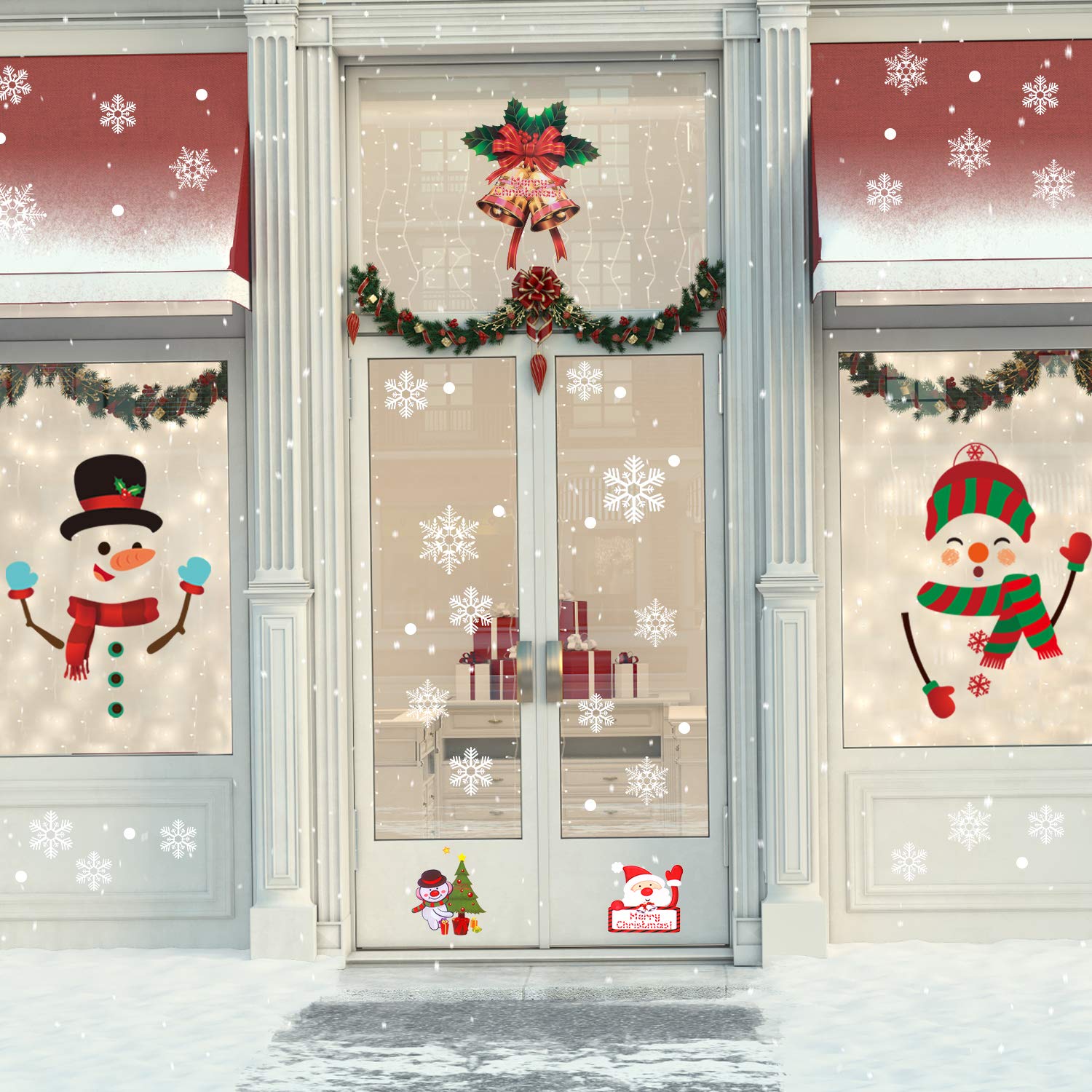 Pegatinas Decorativas De Ventana Puerta Pegatinas De Navidad Para Ventana Ventana Y Pared Garaje Whaline 64 Pegatinas De Navidad Para Nevera Gabinetes De Oficina 4 Hojas Decoracion Navidena Para Nevera Copos De