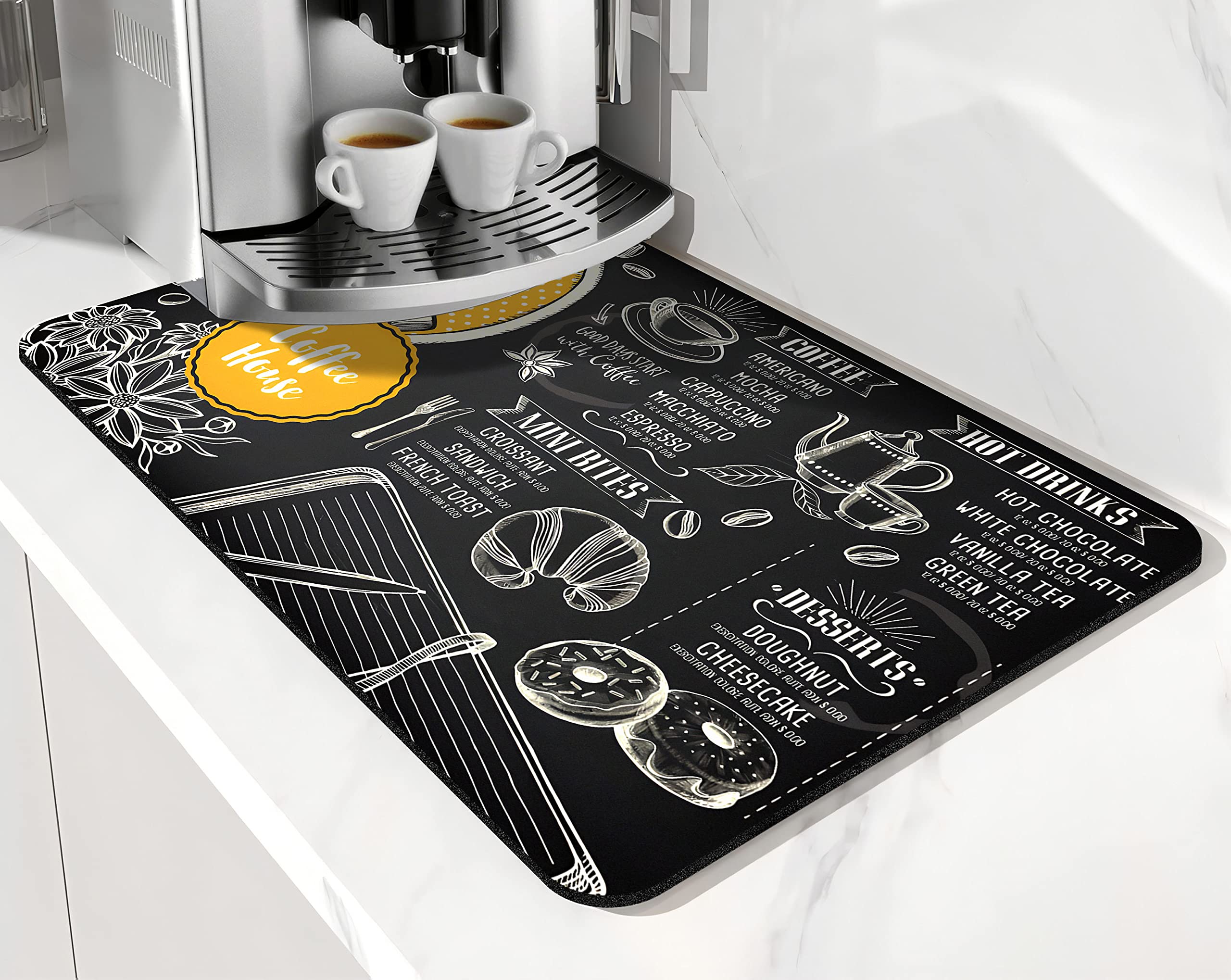 Coffee Bar mat Accessories for Countertop Absorbent