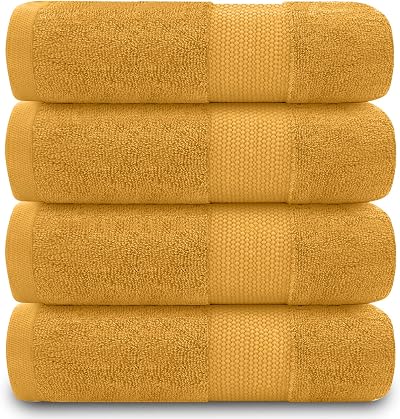 GC GAVENO CAVAILIA Egyptian Cotton Hand Towels Set of 4 700 GSM Ochre 50x85 cm
