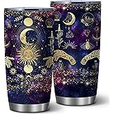 Goth Moon Tumbler,Halloween Witch Travel Mugs, Gothic Moon Phase Black Vacuum Insulated Stainless Steel 20 Oz Witchy Tumbler Cup,Halloween Spooky Gifts for Women Goth Mystery Coffee Tumblers,1 Pcs
