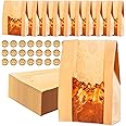 Homrelaxy 60Pcs Paper Bread Bags for Homemade Bread, Sourdough Bag with Window, 13.7 x 8.3 x 3.5 Inch Large Brown Kraft Baker