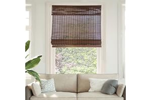 CHICOLOGY Bamboo Roman Shades - Customer Favorite Light Filtering Blinds for Windows, Premium Quality, Ideal for Home, Buffalo Brown, 27"W X 64"H