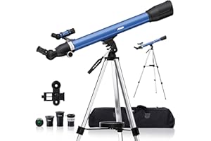 Aomekie Telescope for Adults Astronomy Beginners 700mm Focal Length 234X Magnification Travel Scope Refractor Telescopes with Adjustable Tripod 10X Phone Adapter Erect Finderscope and Carrying Bag