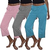 Sexy Basics Women's Cotton Lounge Pants | Sleep -Capri -Yoga Style | Drawstring PJ Bottoms | Multi Packs