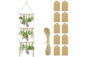 YAHAHARICH Herb Drying Rack with 15PCS Brown Gift Tags and 32ft Natural Jute Twine herb Dryer Flower Drying,Hanging Herb Dryer Rack for Fresh and Aromatic Herbs (3 Tier)