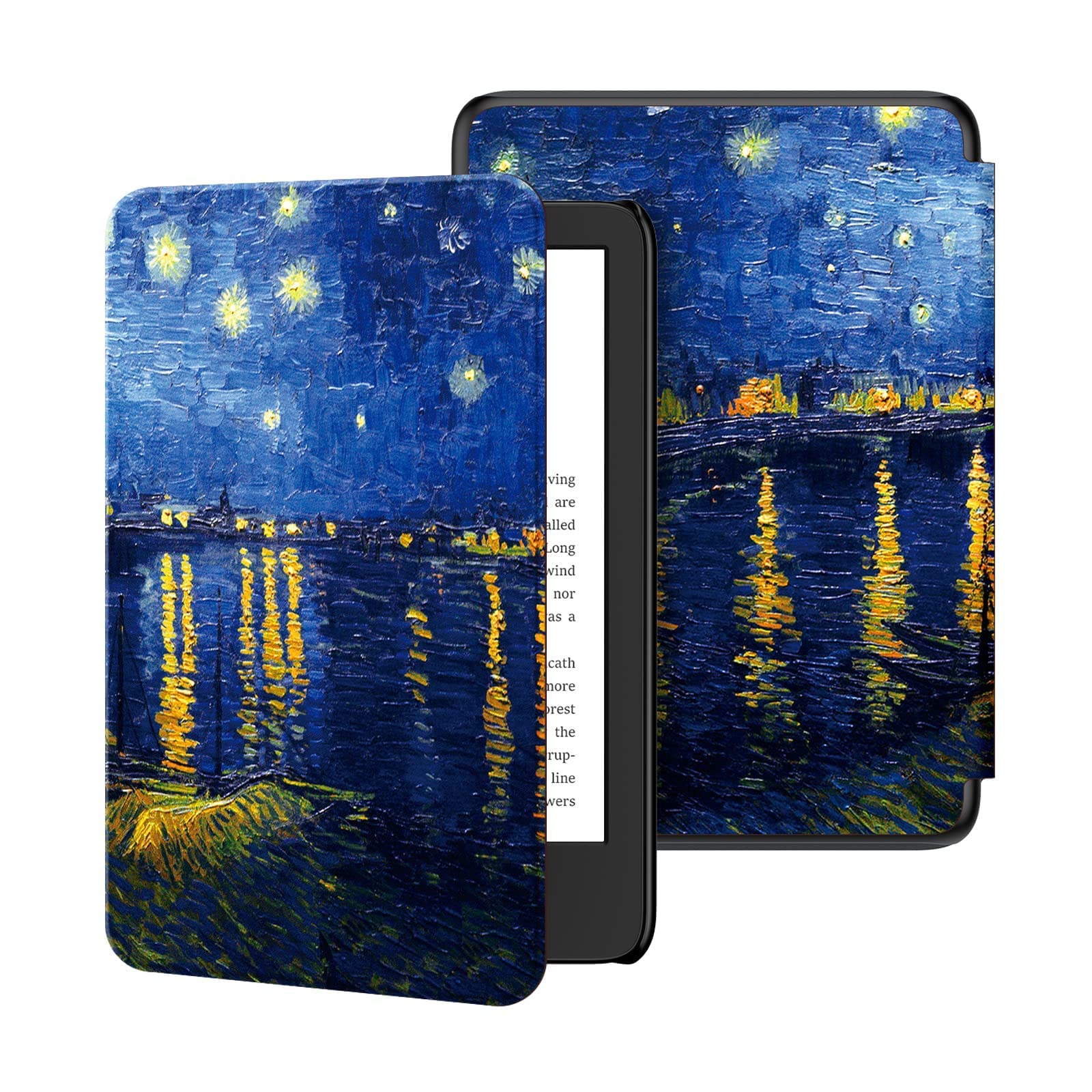 Ayotu Slim Case for 6" All-New Kindle 2024/2022, Colorful PU Leather Smart Cover with Auto Wake/Sleep,The Starry Night Rhone