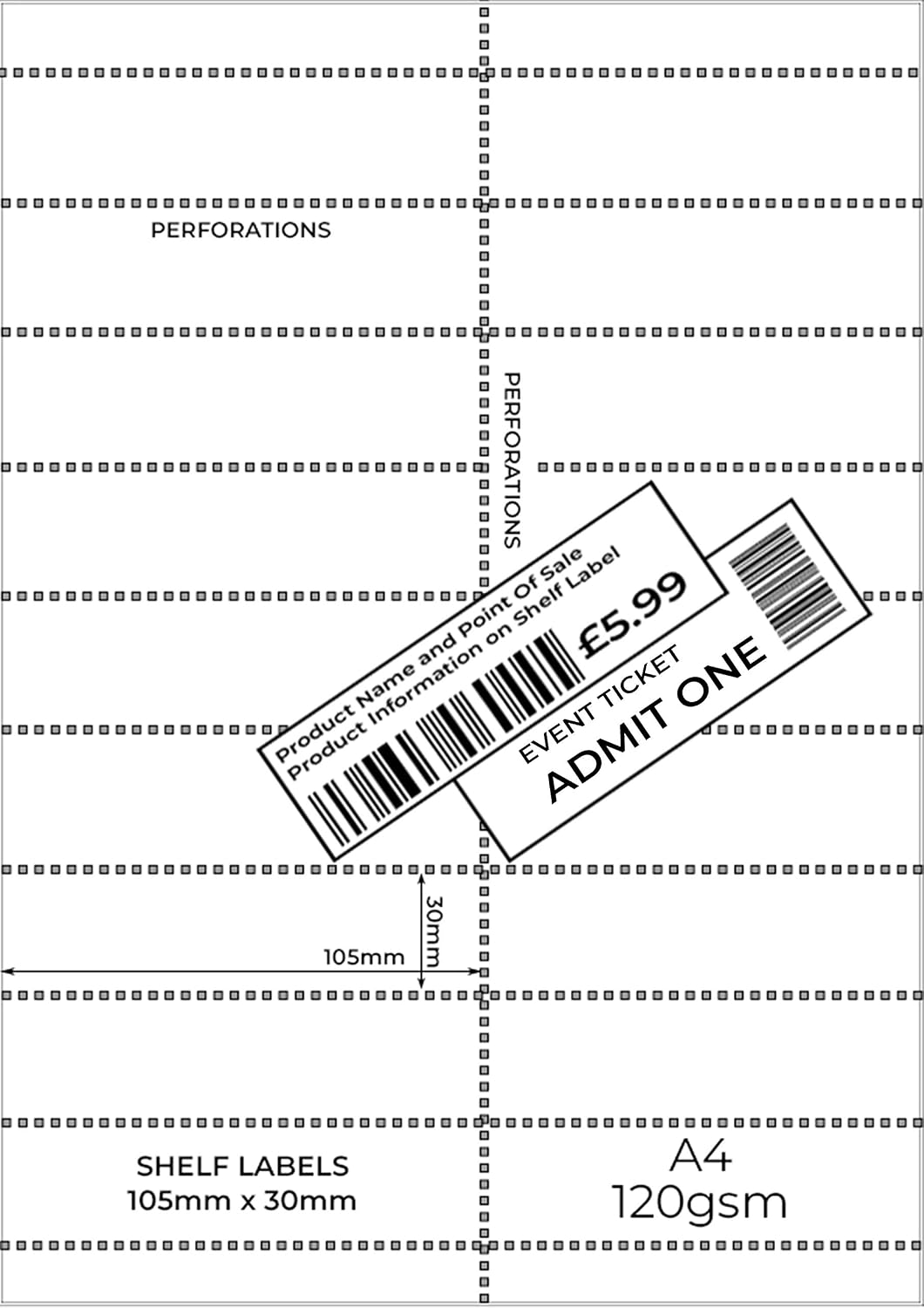 OfficeGear Shelf Edge Barcode Price Ticket Labels 18-up [25 Sheets