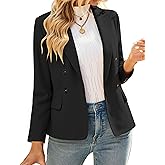 luvamia Blazers for Women Business Casual Double Breasted Notched Lapel Long Sleeve Work Office Suit Jackets Blazer