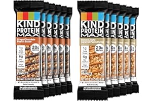 KIND Protein MAX Variety Pack, High Protein Bars, Keto Snacks, 1g Sugar, 20g Protein, (6) Crispy Chocolate Peanut Butter (6) Sweet & Salty Caramel Crisp, 12 Count Pack