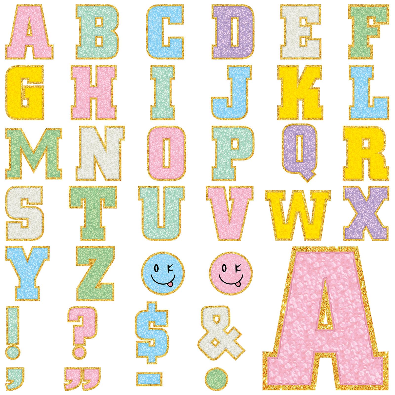 Photo 1 of Humyoun 136 Pcs 12 in Extra Large Bulletin Board Letter Big Alphabet Letter Cutout Sticker Punctuation with Adhesive Dot Colorful Poster Classroom Wall School Decor Education Learning Tool(Pastel)
