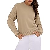 ZAFUL Womens Sweater Long Sleeve Crewneck Soft Basic Knit 2025 Fall Loose Fit Pullover Tops