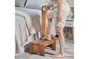 FANATU Premium Step Stool with Handle for Adults, Elderly & Seniors, Wooden 9” One Step Stool for High Bed, Heavy Duty Bedside Step Platform, Holds Up to 400 lbs, Nonslip Platform for Kitchen/Bathroom