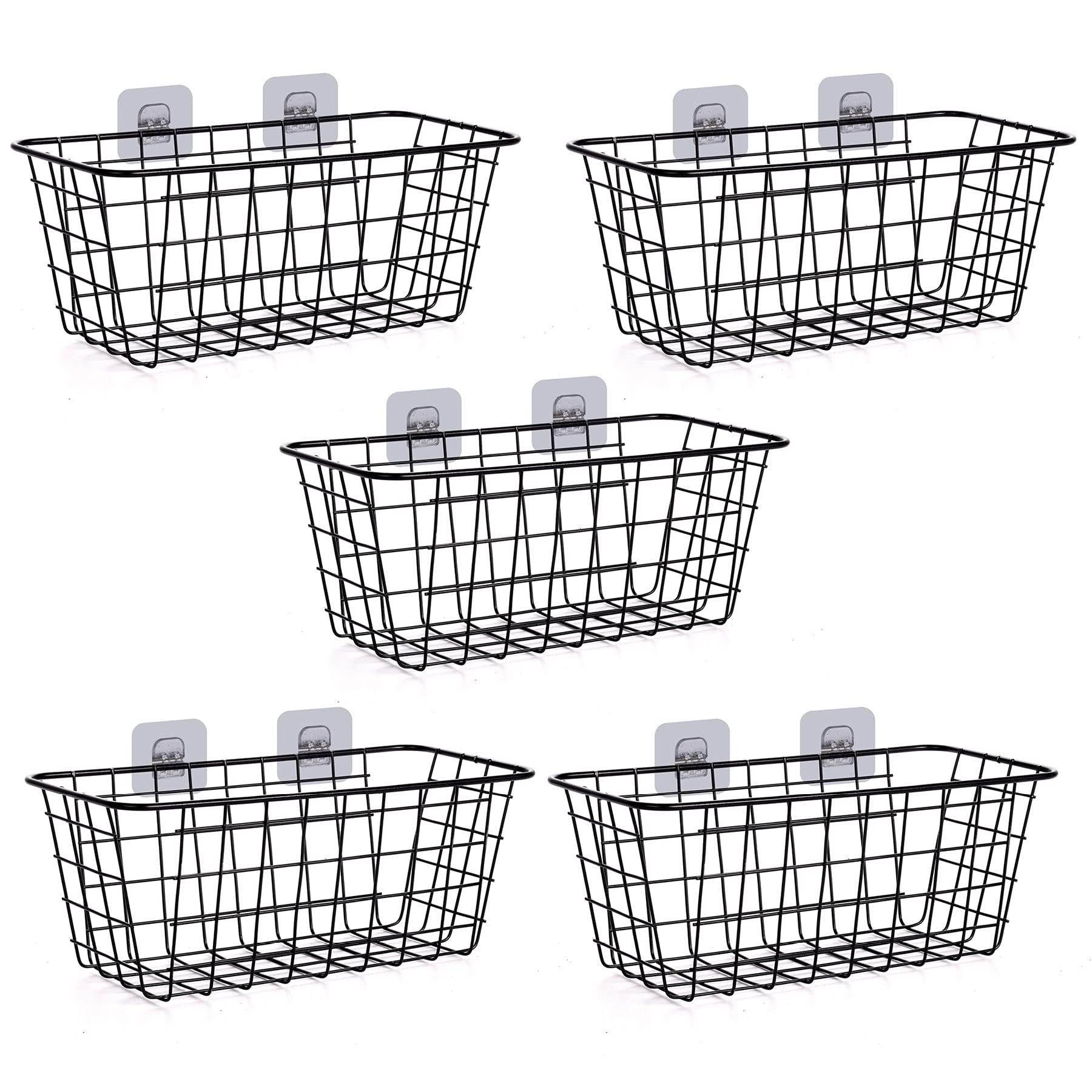 Photo 1 of XINFULL 5 Pack Wire Storage Baskets Household Metal Wall-Mounted Containers Organizer Bins for Kitchen Bathroom Freezer Pantry Closet Laundry Room Cabinets Garage Shelf, Medium