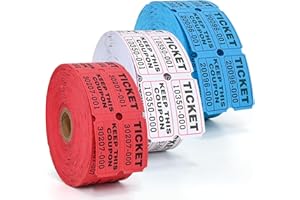 L LIKED Raffle Tickets Double Roll,Consecutively Numbered,50/50 Raffle Tickets for Event,Party,Prize,Drawing(3000 PCS Assorted)