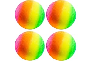 PlayBolt Rainbow Playground Balls - 8.5 Inch (Pack of 4) Rubber Bouncy Colorful Inflatable Balls for Kids and Adults, Indoor & Outdoor Games, Kickball, Dodgeball, Four Square, Dodge, Recess, Handball