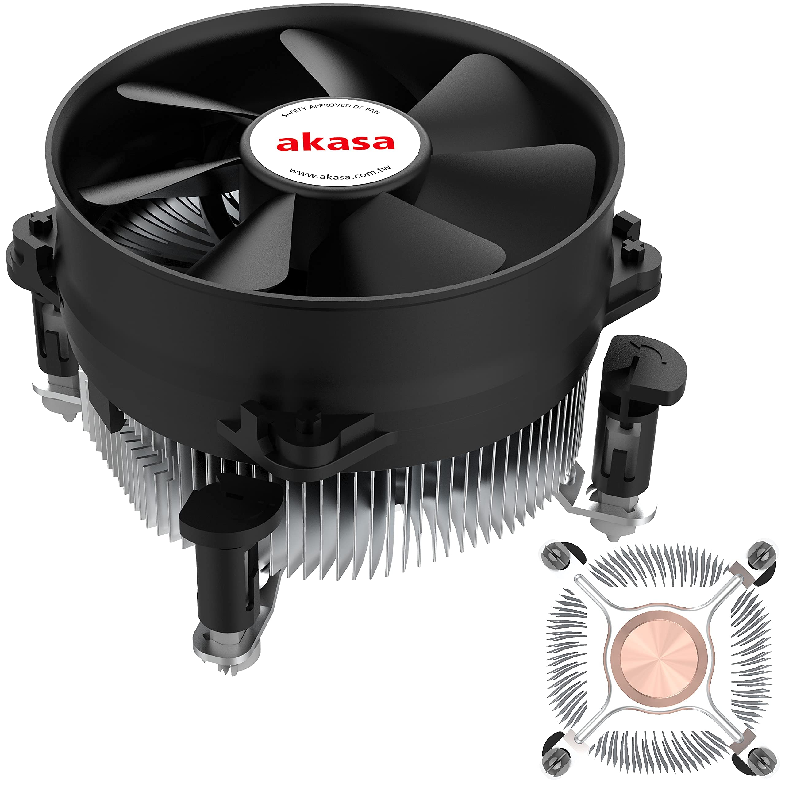 Akasa Copper Core Value CPU Cooler | Low Noise PWM Fan | TDP 115W | Heatsink with Copper Core | 92mm | Easy Installation | Designed for Intel LGA775, LGA115x, LGA1200 | AK-959CU