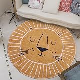 Rururug Cartoon Round Rug Kids Playmat Brown Lion Non-Slip 100CM view 6