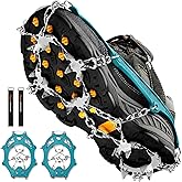 Crampons Ice Cleats Traction Snow Grips for Boots Shoes Women Men Anti Slip 19 Stainless Steel Spikes Safe Protect for Hiking Fishing Walking Climbing Mountaineering