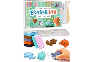 Eraser Lab Kit d'argile à faire soi-même avec adorables animaux – Créez vos propres gommes mignonnes – Cadeau d'anniversaire 