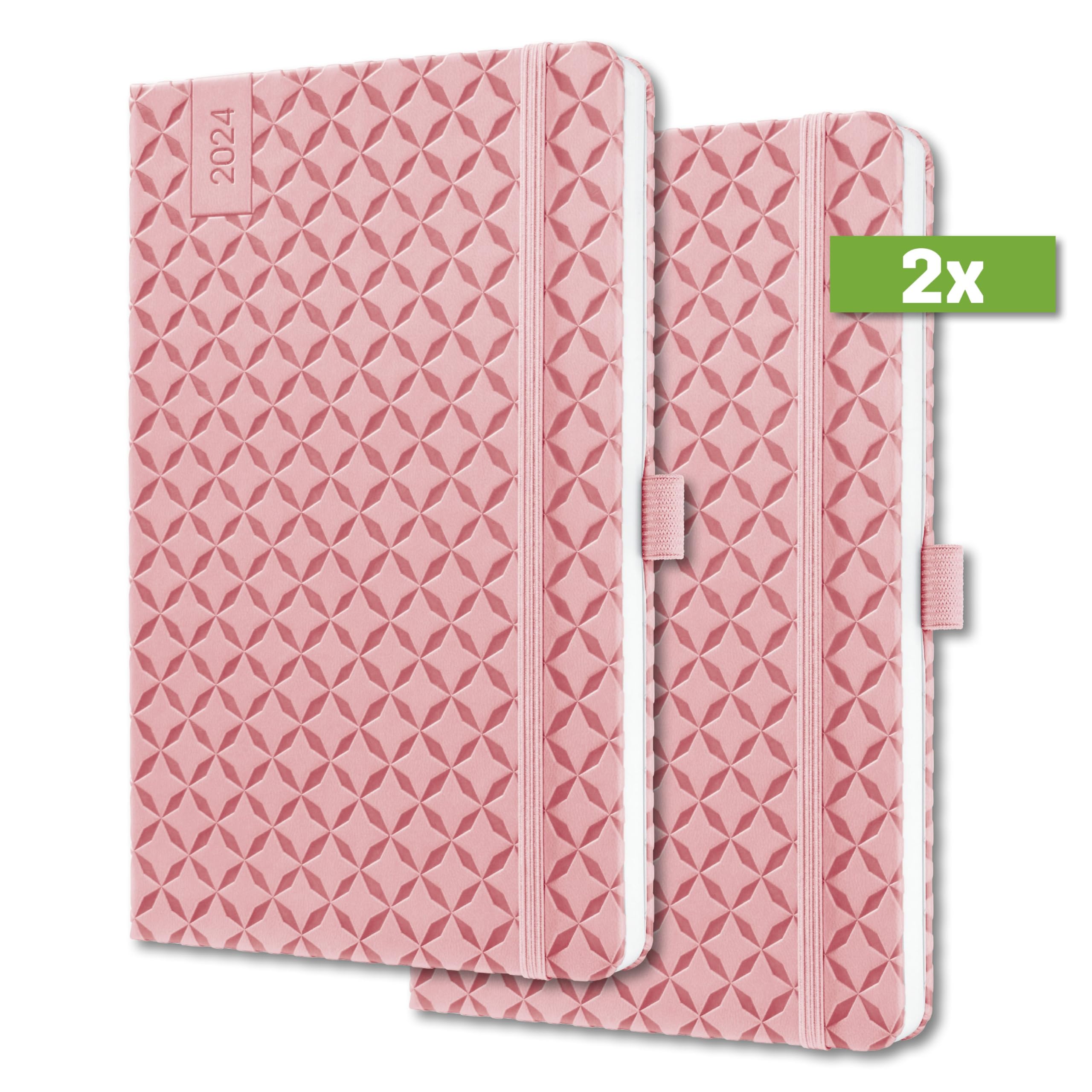 SIGEL J4111 Jolie Weekly planner 2024, hardcover, 13,5 x 20,3 cm, 174 pages, rose, 2 Pieces