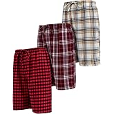 Andrew Scott Men's Cotton Flannel Soft Woven Lounge PJ Shorts | Drawstring &amp; Pockets | Multi Packs