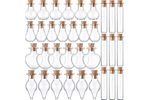 Patelai 50 Pcs Mini Glass Bottles Jars with Cork Stoppers Tiny Cork Glass Bottles Halloween Small Wishing Message Jars DIY Decor for Winter Christmas Party Wedding Baby Shower Favors(Geometric Shape)