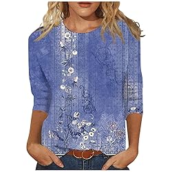 3/4 Sleeve Tunic Tops for Women Cotton Large Tops