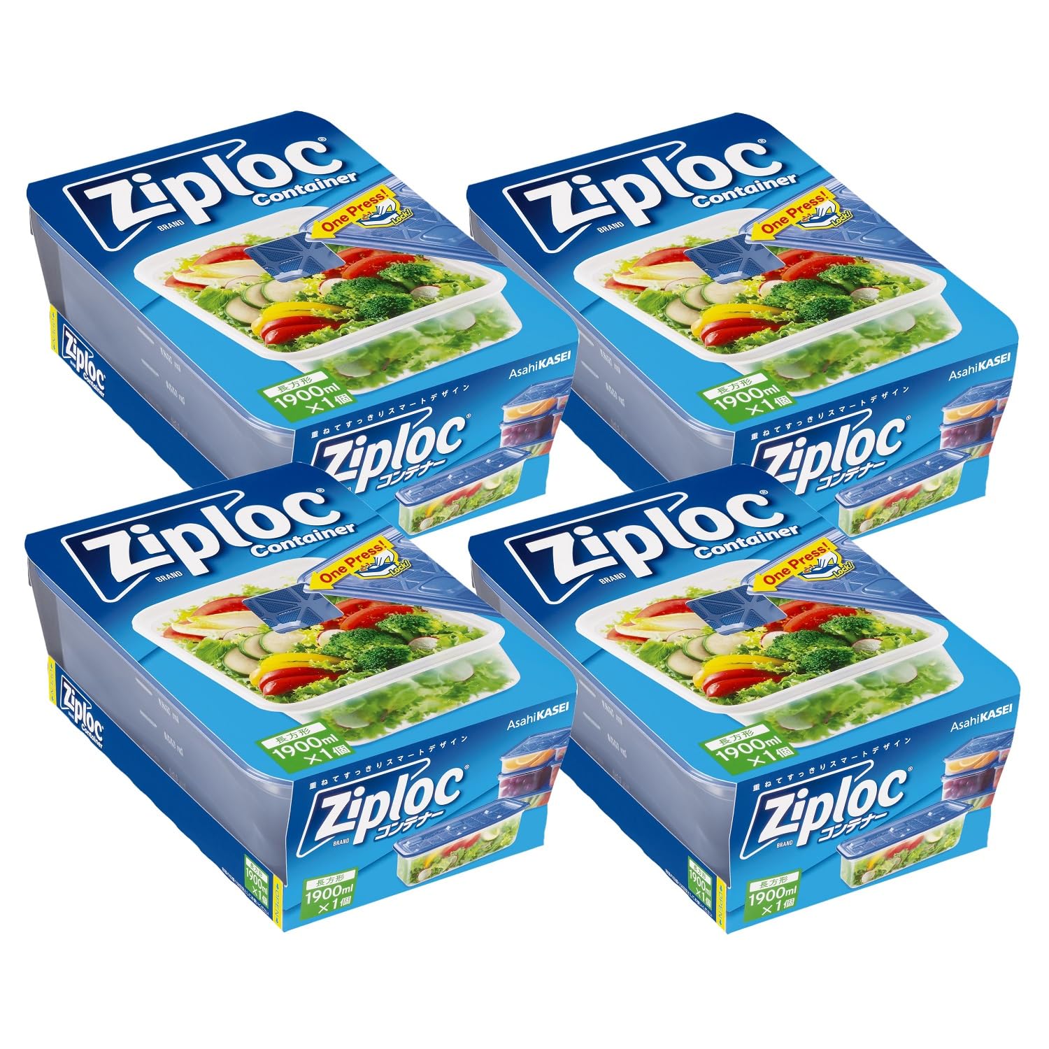 【まとめ買い】ジップロック コンテナー 長方形 1900ml 1個入×4個セット商品画像