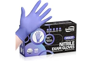 SwiftGrip Disposable Nitrile Exam Gloves, 3mil, Medium, Box of 100, Violet Nitrile Gloves Disposable Latex Free for Medical, Cleaning, Cooking & Esthetician, Food-Safe, Powder-Free, Purple