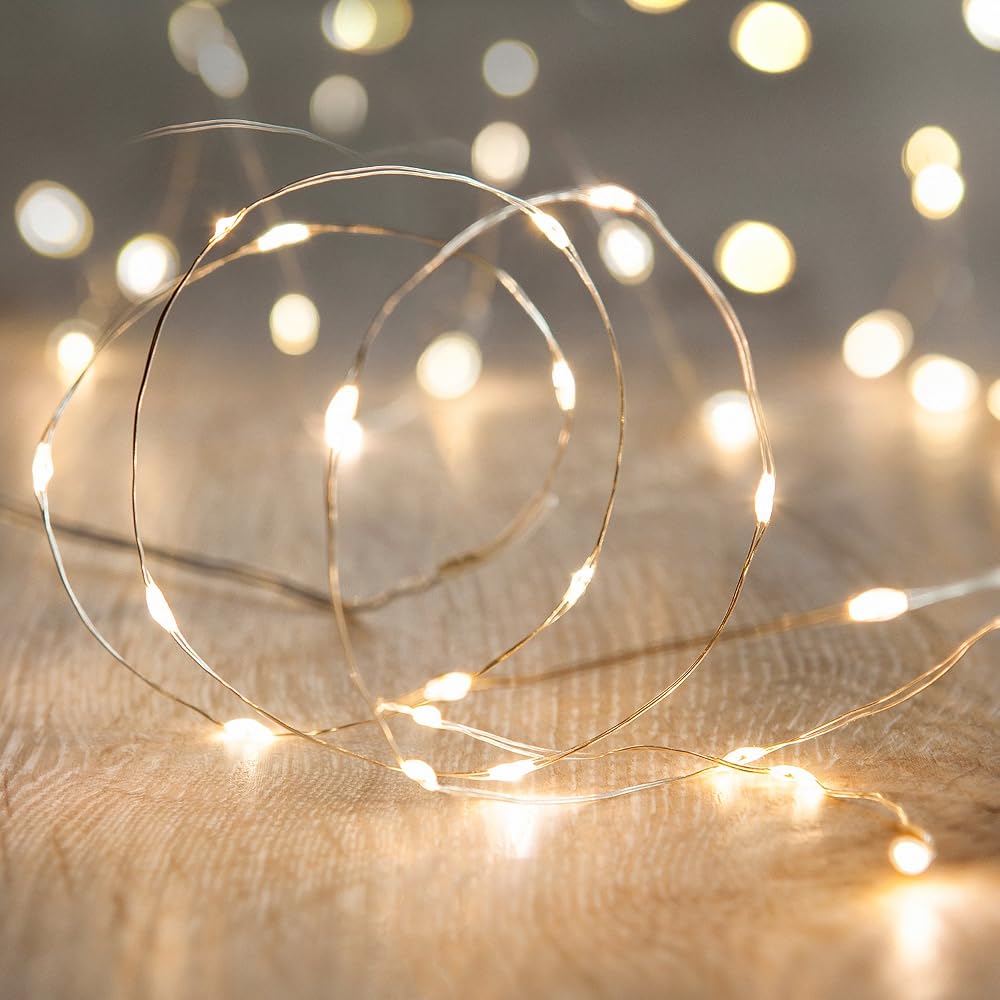 Lights4fun Indoor Fairy Lights 1m 20 LED Warm White Battery