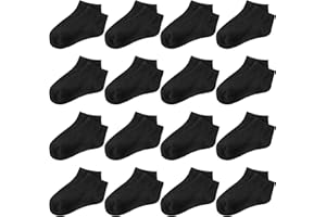Glooarm 16 Pairs Boys Girls Socks Toddler Ankle Athletic Low Cut Kids Socks