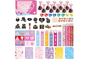 ECOHDT Valentines Day Gifts for Kids,192 Pcs Kids Valentines Day Gifts for School,Stationary Set with Scratch Drawings,Greeting Card etc,Party Favors for Kids Exchange