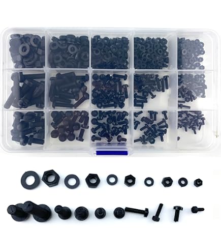 MECCANIXITY 30-Set M2x10mm Nylon PA66 Screw Kit – Phillips Round Head Bolts With Hex Nuts & Flat Washers, White, Metric Full Thread Fasteners For DIY & Electronics