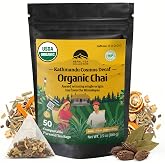 NEPAL TEA Organic Herbal Chai Tea Bags with Lemongrass - 50 Pyramid Tea Bags, Single Origin Chai Tea from a Family Farm - Caffeine Free Tea Bags with Loose Leaf Tea Inside (Kathmandu Cosmos)