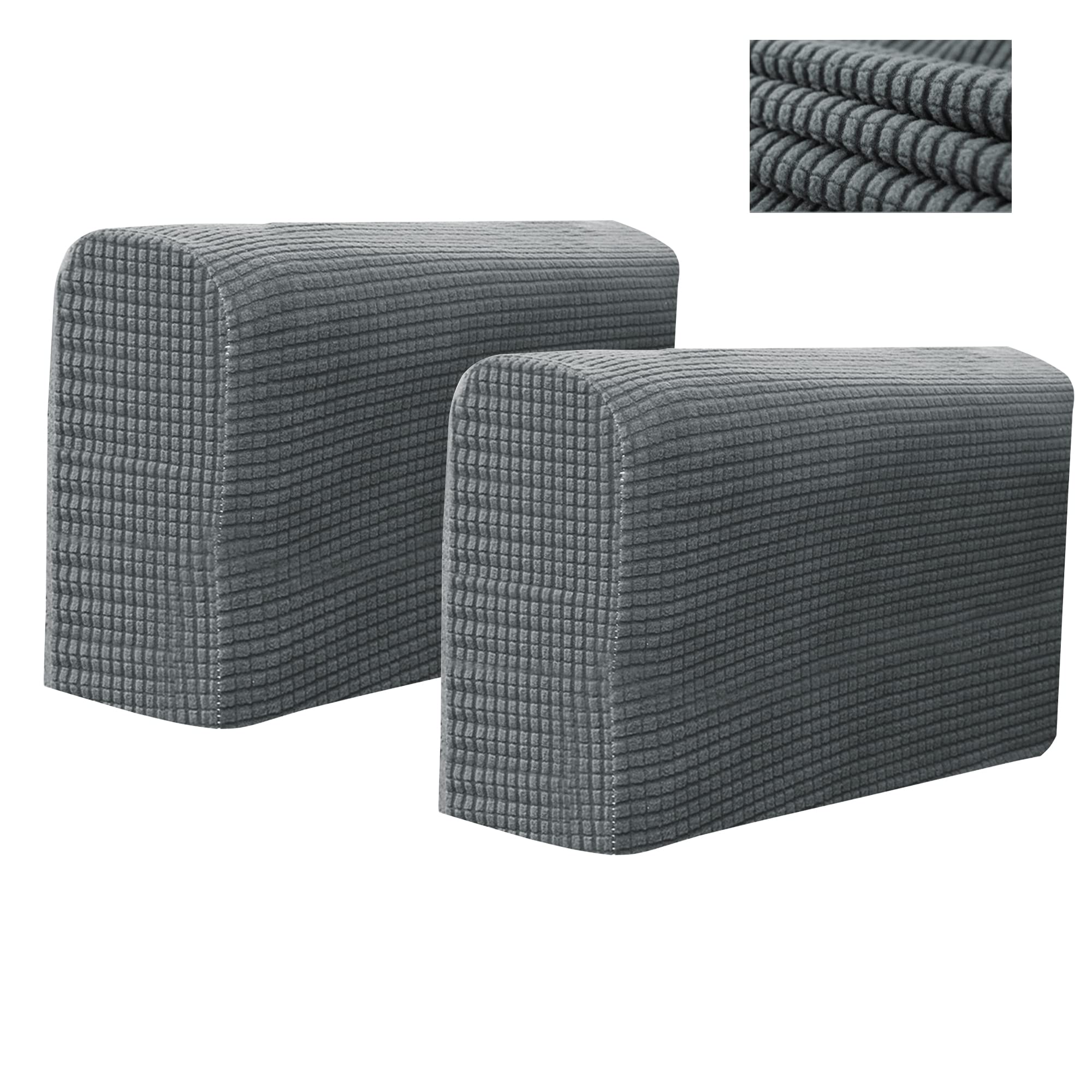 Kaket 2 PCS Sofa Armrest Covers, Chair Arm Protectors Stretch, Sofa Armchair Couch for Sofa, Armchair, Couches, Recliner (Light Grey)