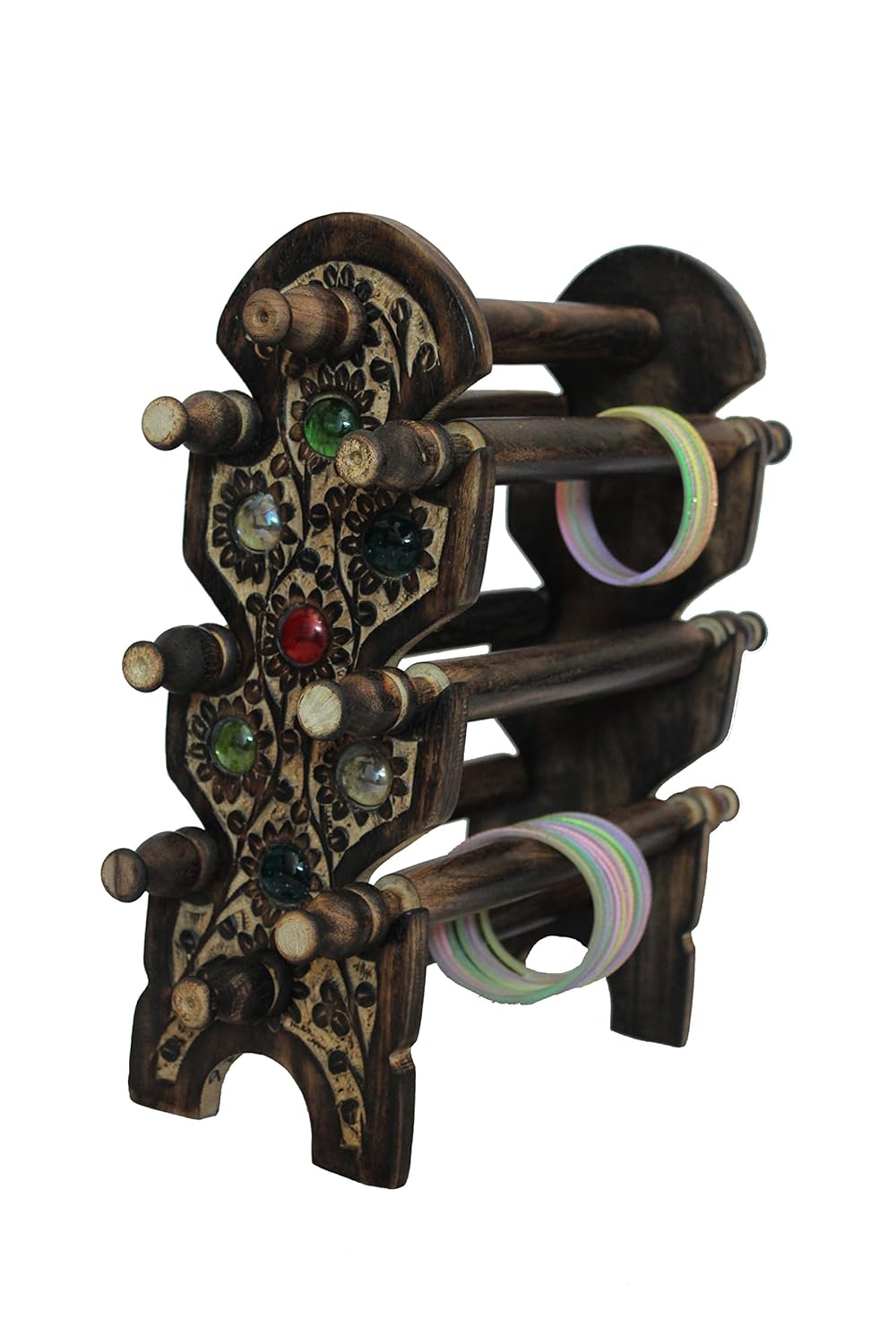 Buy Decorvaiz Wooden Hand Carved Bangle Stand Antique Brown Online At Low Prices In India Amazon Jewellery Store Amazon In