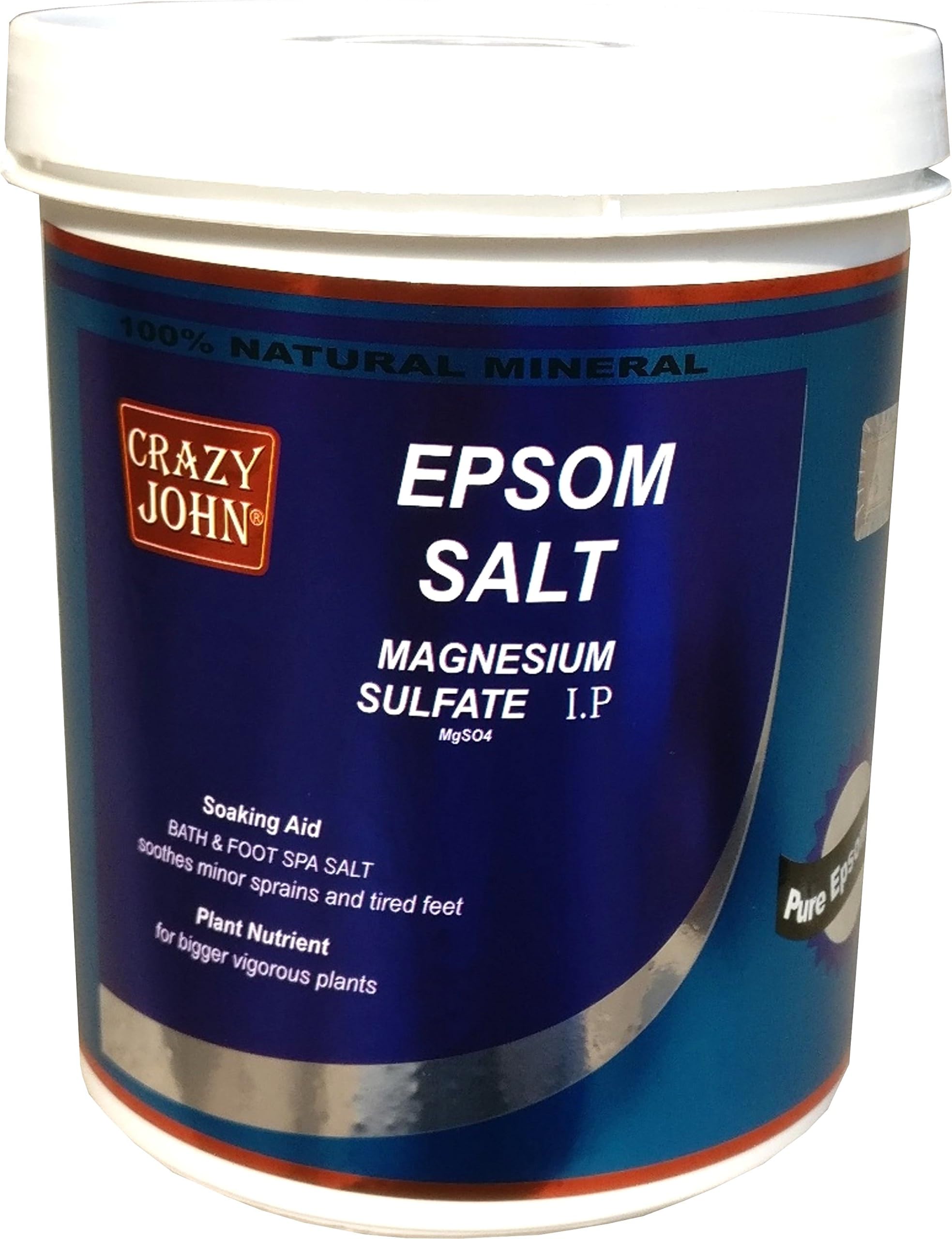 Crazy John's ® Epsom Salt 1kg/1000gm Pack .Relaxation and Pain Relief & Garden (Magnesium Sulfate I.P) 1kg
